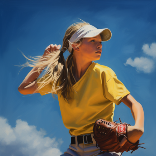 Teenage girl pitching softball