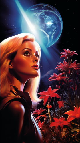 Woman looking at UFO spaceship