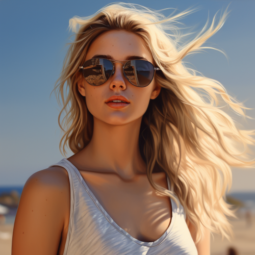 Portrait of a Beautiful American Girl in Sunglasses