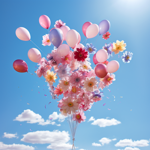 Blooming flower outline in sky