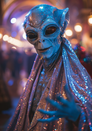 Blue Alien Carnival Mask Dance