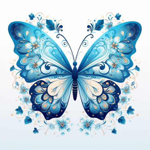 Stunning blue butterfly in vector illustration