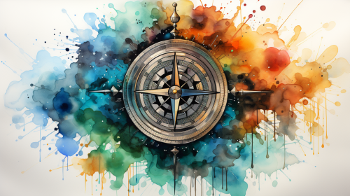 Colorful Bitcoin Compass Logo Artwork