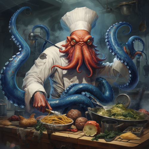 Blue Ring Octopus Pirate Chef Dinosaur