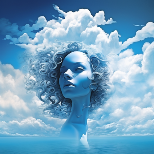 Stunning sky and sea with woman-shaped clouds