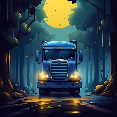 Vibrant Blue Truck Loaded with Bananas