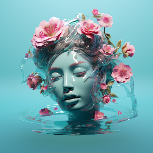 Human with Blue Water and Flower Crown