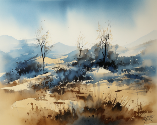 Blue White Brown Landscape Picture