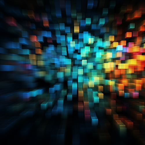 Blurred colorful code on black background