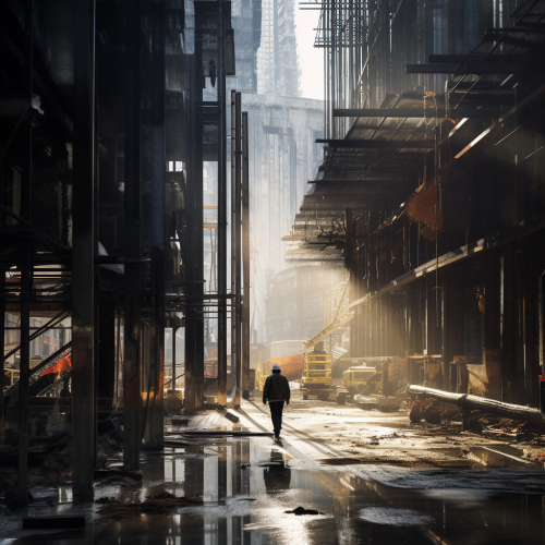 Blurred metal urbanistic under construction Soul Leiter