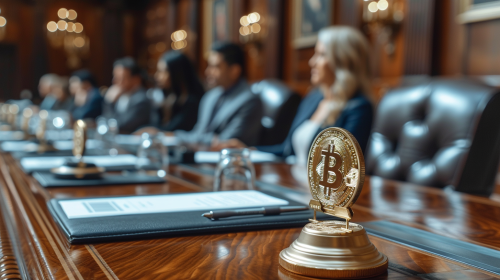 Exclusive Board Room Meeting with Cryptocurrency Theme