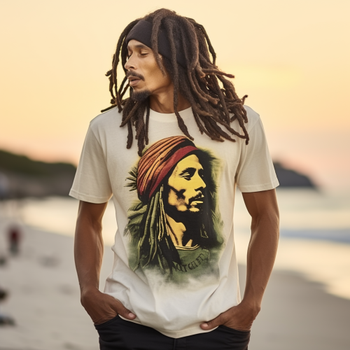 Young man enjoying Bob Marley's reggae at the beach
