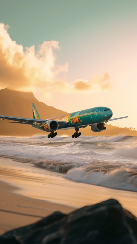 Boeing 777X Hawaii beach paint job