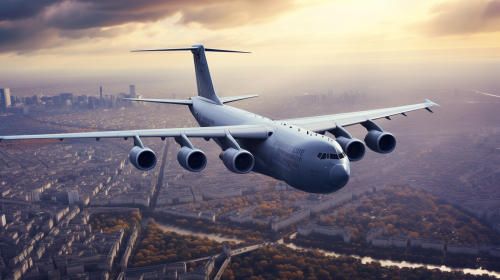 Boeing C-17 Globemaster flying over Paris Eiffel Tower
