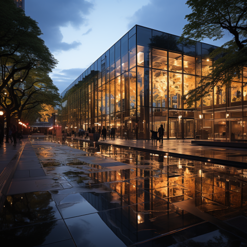 Reflective glass exterior of Boeing headquarters