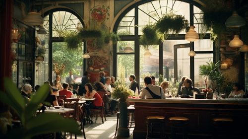 Artistic bohemian cafe scene