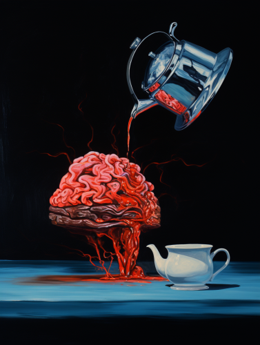 Teapot pouring human brain art