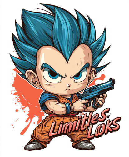 Cartoon Baby With Blue DragonBall Z Hair