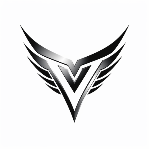 Bold V logo in black and white