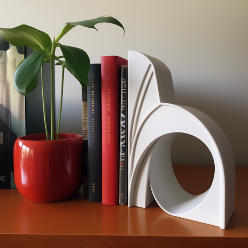 3D Printed White Filament Bookend by Finn Juhl