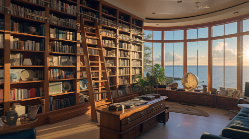 Beautifully Color-Graded Bookshelves in Study