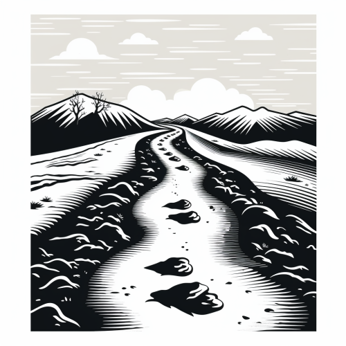 Vector illustration of boot prints on track