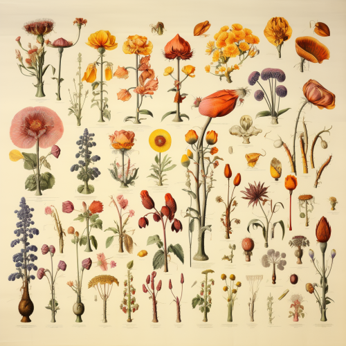 Artistic botanical illustrations showcasing nature's beauty
