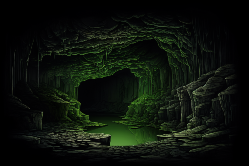 Mysterious bottomless pit on black background with light green color