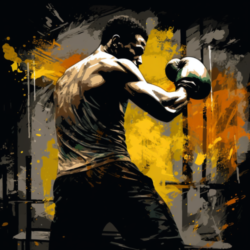 Boxer punching bag at gym