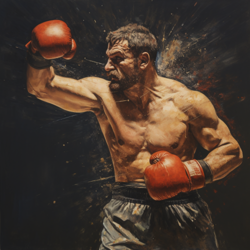 Boxing athlete throwing a punch