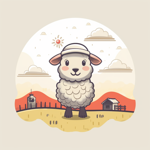 Boy with sheep on farm