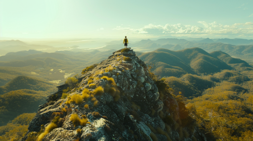 Boy standing on mountain in Australia