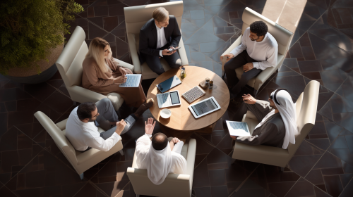 Group of People Brainstorming Top View
