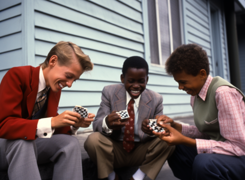 Thirteen-year-old Brian Welliver rolling dice with friends