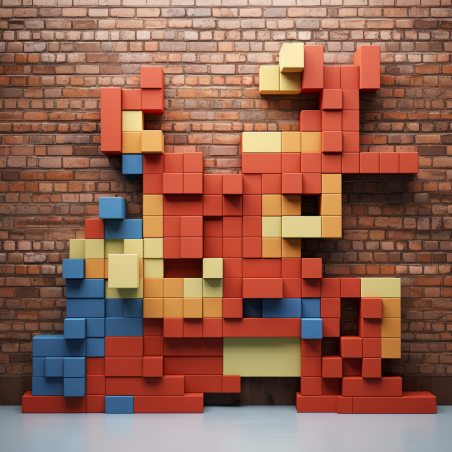 Brick wall with Tetris pieces