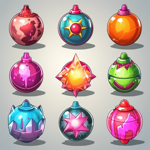 Colorful cartoon bombs exploding