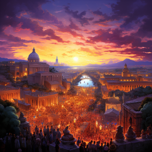 Vibrant colors depicting the rise of Rome