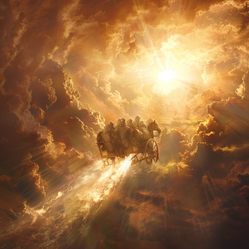 Radiant Light Chariot Man Faces