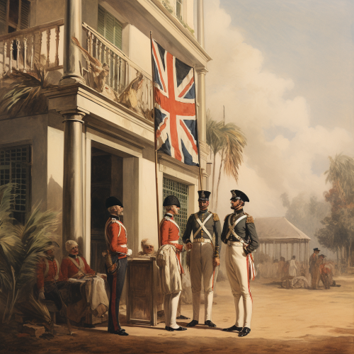British India officers at government building British India officers at government building
