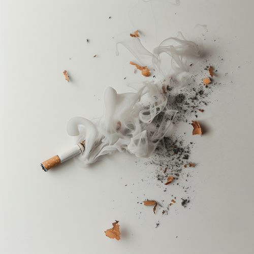 Broken cigarette with smoke