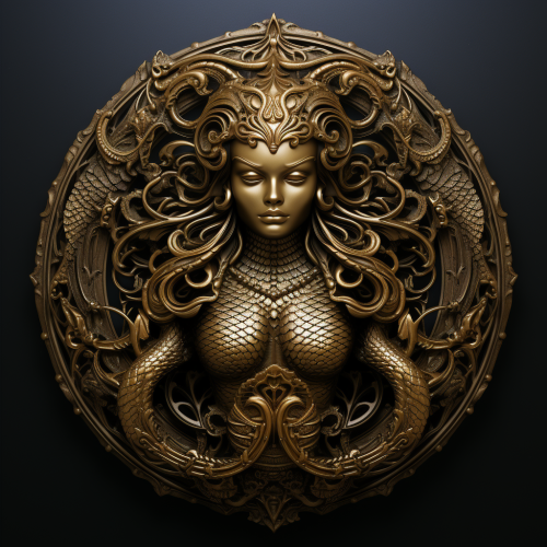 Bold golden bronze mermaid with symmetrical design