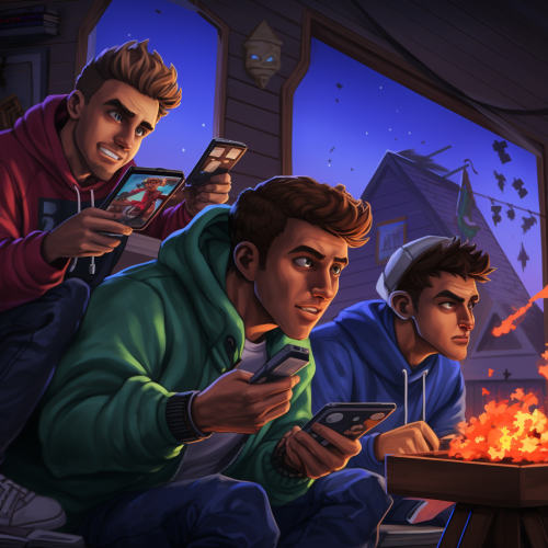 Group of friends playing video games