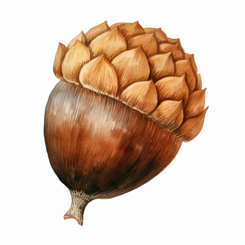 Brown Acorn on White Background