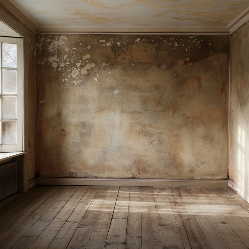 Brown limewash walls empty room