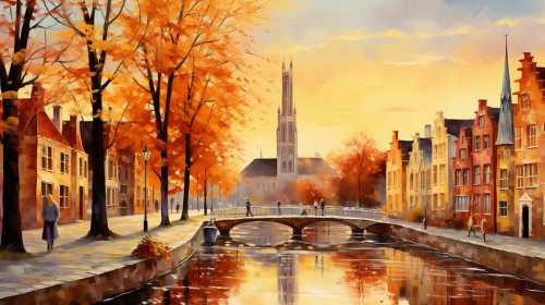 Solitary Figure on Bruges Canals Solitary Figure on Bruges Canals