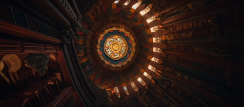 Vividly ranked rows of Buddhist gods