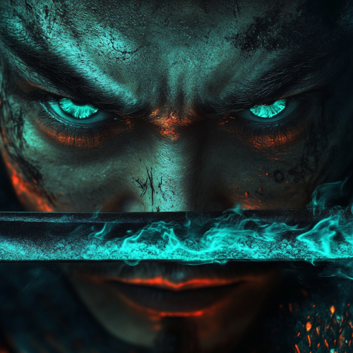 Samurai with Burning Katana