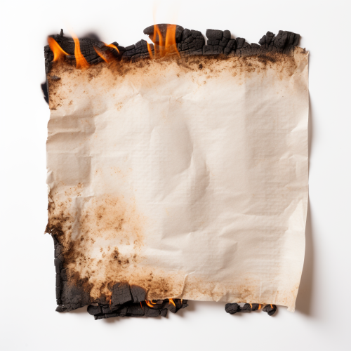 Burnt paper on white background