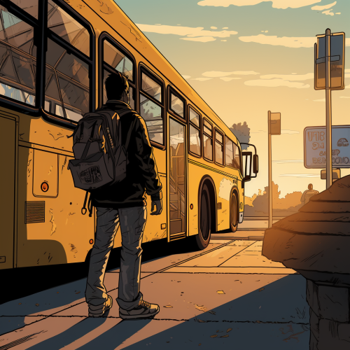 People boarding the bus in an organized manner