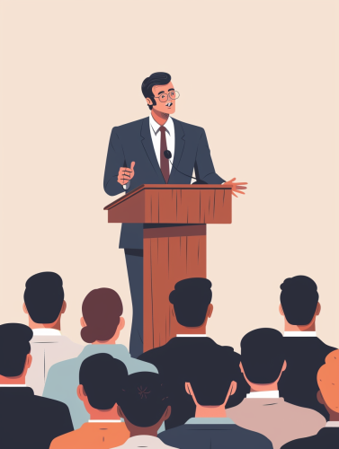 businessman speaking to audience